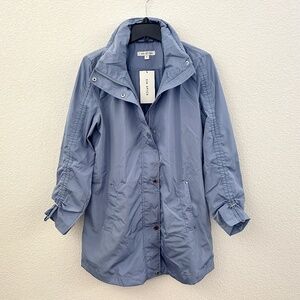 Via Spiga Packable Hooded Trench Coat/Raincoat (Size S) - Mineral Blue